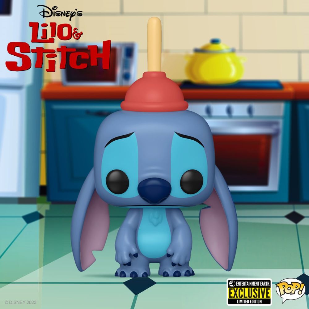 Lilo & Stitch Stitch with Plunger Pop! Vinyl Figure #1354 - Entertainment Earth Exclusive