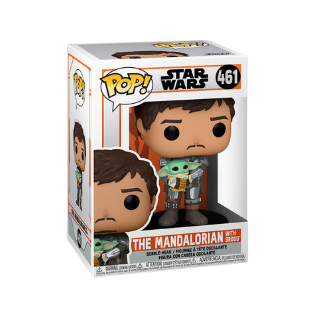 The Mandalorian Mando Holding Child Pop!