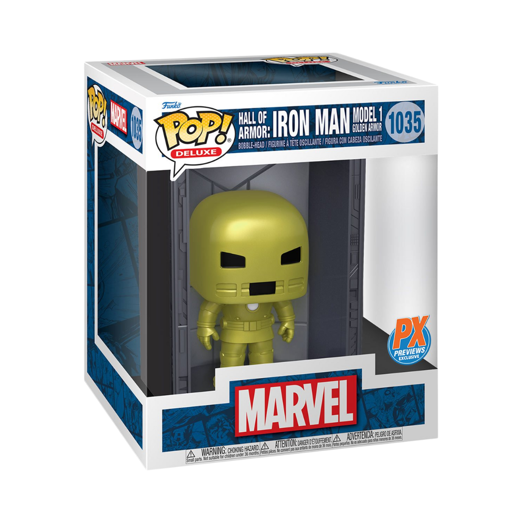 Marvel Iron Man Hall of Armor Iron Man Model 1 Deluxe Pop! Vinyl Figure - Previews Exclusive